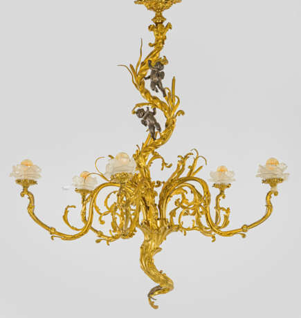 Große Belle Epoque-Deckenlampe 5-flg.; Bronze, ver… - Foto 1