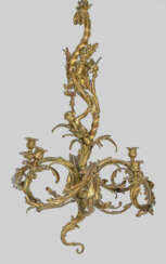 Belle Epoque-Deckenlampe 4-flg.; Bronze, vergoldet…
