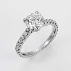 Exzellenter Brillant-Solitärring Platin, gest. 950…