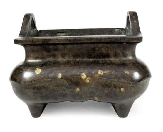 Goldgefleckter, rechteckiger Weihrauchbrenner aus Bronze - photo 1