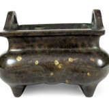 Goldgefleckter, rechteckiger Weihrauchbrenner aus Bronze - Foto 1