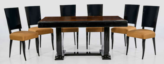 Art Déco-Tischgruppe 7-tlg.; Holz, schwa… - photo 1