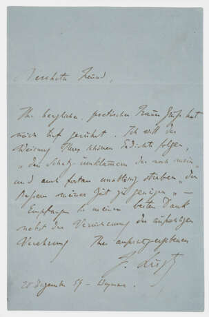 Brief von Franz Liszt Hellgraues Papier,… - photo 1