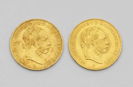 Zwei Goldmünzen "Österreich, 4 Florin/10… - photo 1