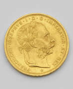 Schmuck. Goldmünze "Österreich, 8 Florin/20 Frank…