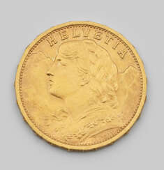 Goldmünze "Schweiz, 20 Franken, 1927" Fe…