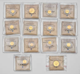 Sammlung von vierzehn Goldmünzen und -me…