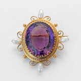 Belle Epoque Amethyst-Perlen-Brosche Gel… - photo 1