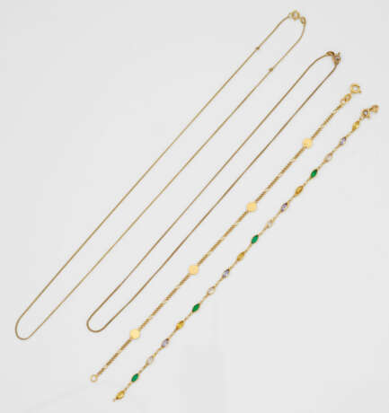Zwei Colliers und zwei Armbänder Gelbgol… - Foto 1