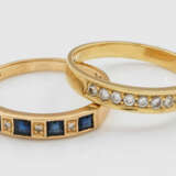 Zwei Saphir-Diamant-Bandringe Gelbgold, … - Foto 1