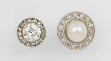 Zwei Diamant-Krawatten Pins Weißgold, 18…