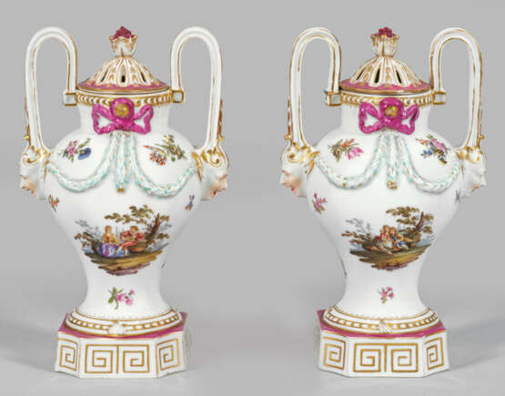 Paar Louis XVI-Potpourri-Vasen mit Watte… - photo 1