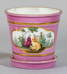 Biedermeier-Cachepot mit Watteauszenen R…