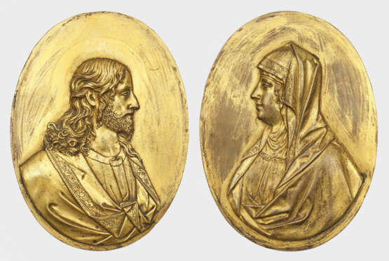 Paar Bronze-Reliefplaketten mit Christus… - фото 1