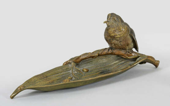 Figürliches Schreibzeug mit Spatz Bronze… - photo 1