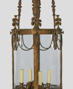 Éclairage. Große Deckenampel 4-flg.; Bronze, patini…