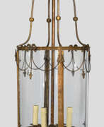 Éclairage. Große Deckenampel 4-flg.; Bronze, patini…