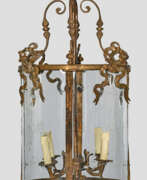 Éclairage. Große Deckenampel 4-flg.; Bronze, patini…