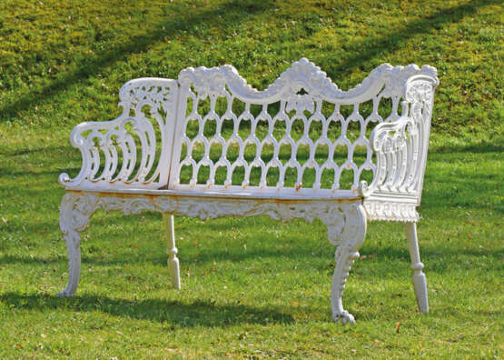 Viktorianische Gartenbank Gusseisen, wei… - photo 1