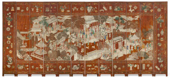 A DATED TWELVE-PANEL COROMANDEL LACQUER `BIRTHDAY` SCREEN - photo 1