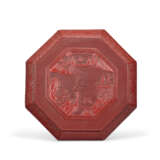 A LARGE CARVED RED LACQUER OCTAGONAL BOX AND COVER - photo 2