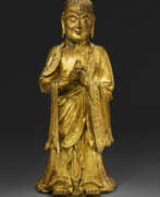 Ming dynasty. A GILT-BRONZE FIGURE OF KASYAPA