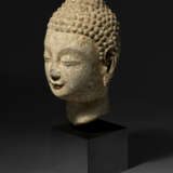 A SMALL LIMESTONE HEAD OF BUDDHA - photo 3