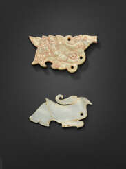 TWO JADE BIRD PENDANTS
