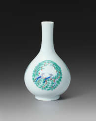 A VERY RARE SMALL DOUCAI &#39;MEDALLION&#39; BOTTLE VASE