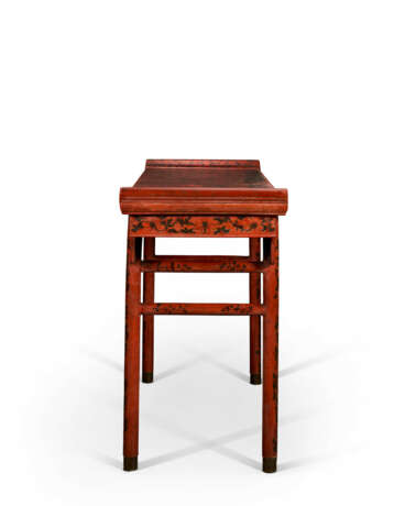 A POLYCHROME-DECORATED RED LACQUER RECESSED-LEG TABLE - photo 4