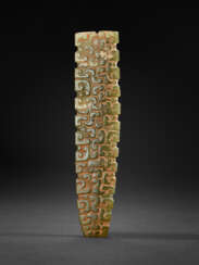 A RARE WELL-CARVED GREYISH-GREEN JADE BEAD
