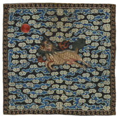 AN EMBROIDERED BADGE OF A QILIN FOR A FIRST-RANK MILITARY OFFICIAL, BUZI
