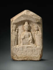 A WHITE MARBLE BUDDHIST STELE