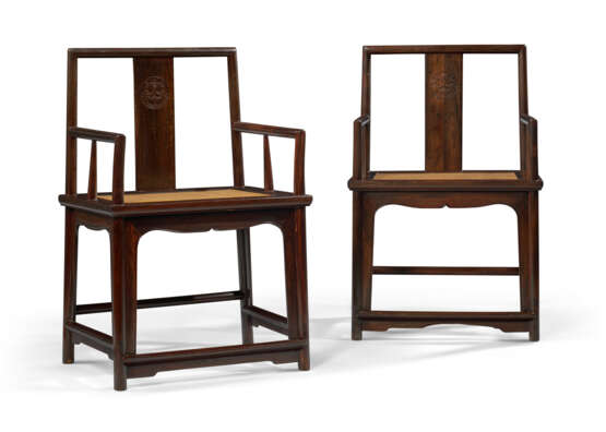 A PAIR OF ZITAN LOW-BACK ARMCHAIRS - photo 1