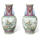 A PAIR OF VERY LARGE FAMILLE ROSE `QUAIL` VASES - photo 3