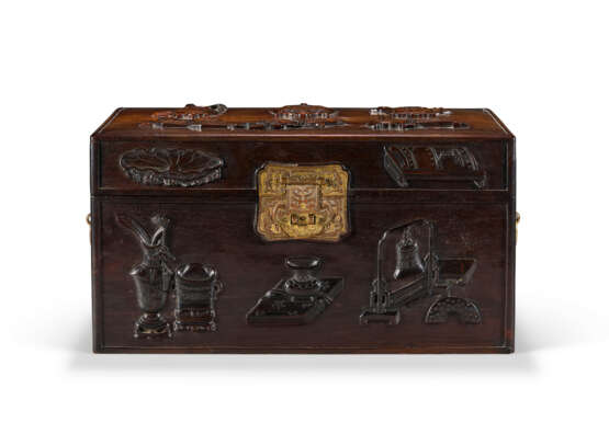 A RARE AND FINELY-CARVED ZITAN `ONE HUNDRED ANTIQUES` BOX AND COVER - photo 2