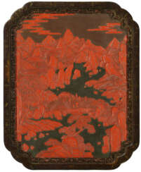 A RARE LARGE CARVED POLYCHROME LACQUER WALL PANEL