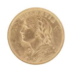 Gold coin 20 Swiss francs. 1947. 