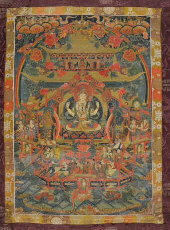 Thangka mit Sadaksharilokeshvara im Paradies - photo 1