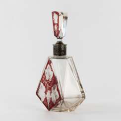 Liqueur decanter of laminated glass with silver, Khlebnikov firm. 