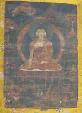 Zwei Thangkas in Brokatmontierung: Padmasambhava und Buddha Shakyamuni - фото 1