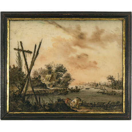 A pair of reverse glass paintings - photo 2