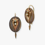 A parure consisting of a bangle, a pair of earrings, and a brooch/pendant with turquoises and seed pearls - фото 4