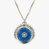 A pendant with diamonds and fine blue enamel, with a fine anchor chain and bar necklace - фото 1
