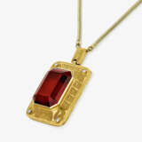 A necklace with a large citrine, brilliant-cut diamonds, and very fine gold granulation - photo 2