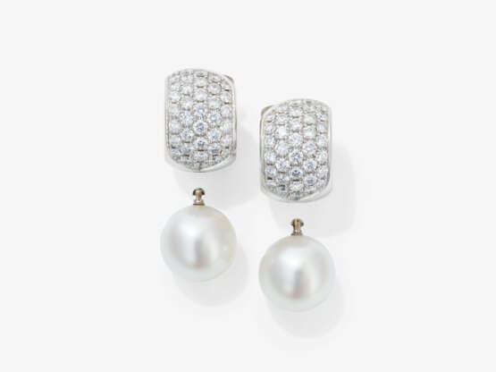 Earrings with pearls and brilliant-cut diamonds - photo 2