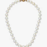 Südsee-Zuchtperlenkette mit Goldkugelschließe mit Diamanten - Foto 2