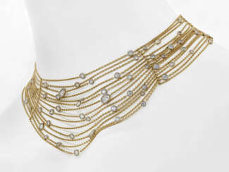 A fourteen-strand necklace with diamonds