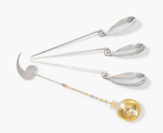 Lot: 3 Cochlear und 1 Weinsiebchen, 20.Jh. - Foto 1