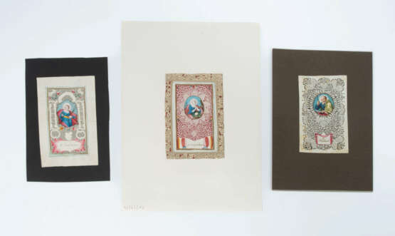 3 Spitzenbilder "Hl. Magdalena"/"Hl. Matthäus"/"Hl. Barbara" - photo 1